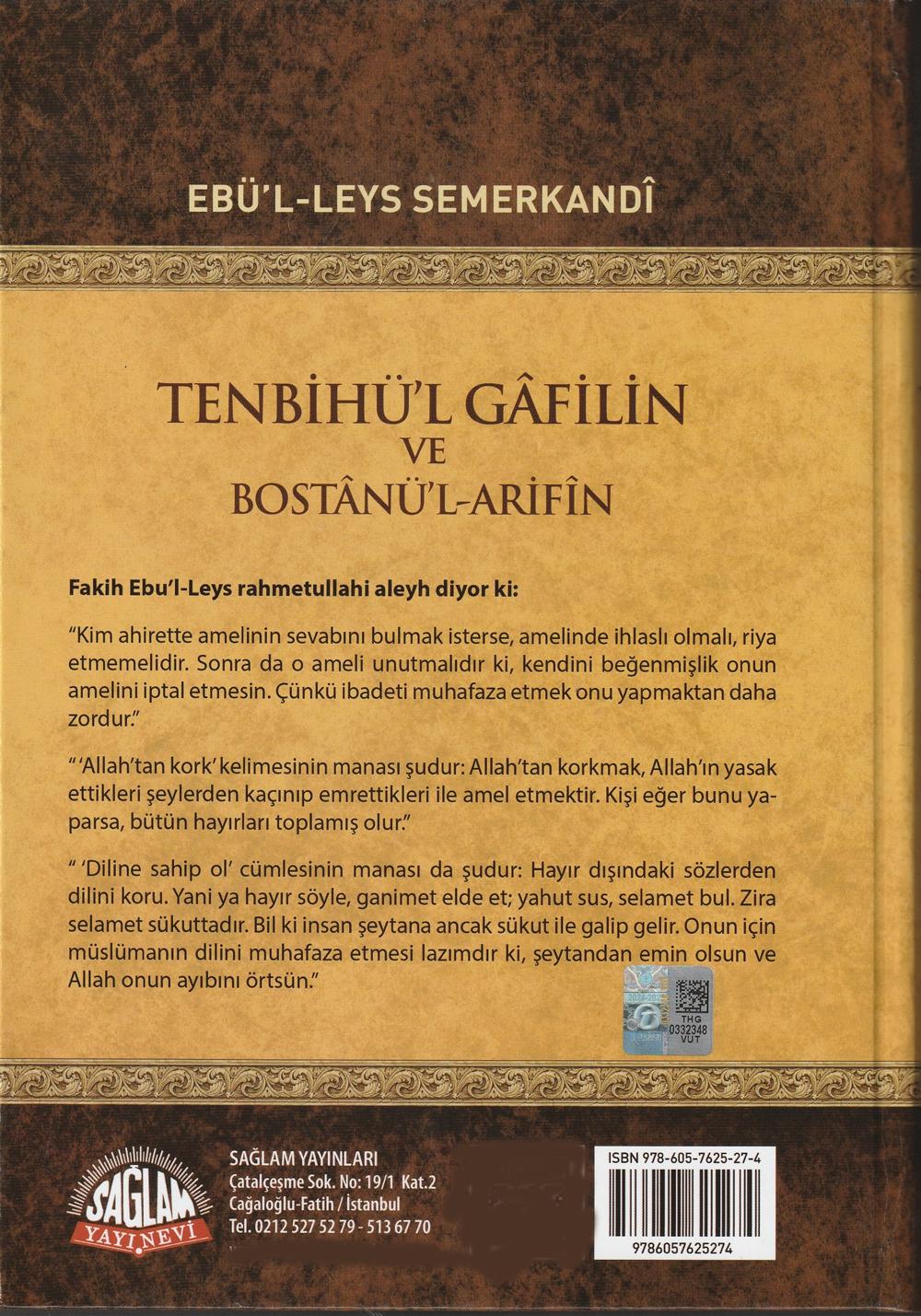 Tenbihü’l Gafilin ve Bostanü’l-Arifin